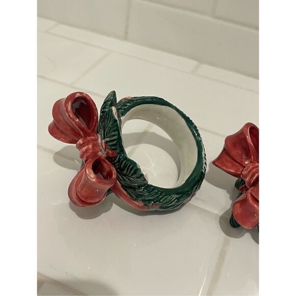 Vintage Fitz & Floyd Ceramic Holiday Napkin Rings - Picture 4 of 8